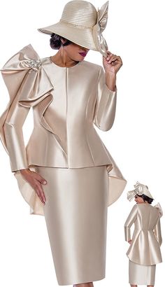 GMI G10032-CHM-IH Ladies Church Suit Ladies Dress Suits Classy, Church Suits And Hats Casual, White Church Hats For Women, Ladies Church Suits, Skirt Suits For Women, Clergy Women, Suit Colors, Holiday Suits, Layer Jacket