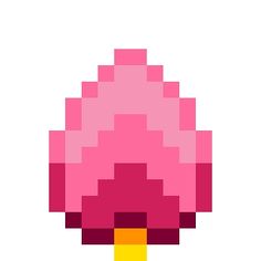 an image of a pixelated mushroom with pink and yellow colors on it's head