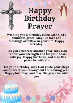 a birthday card with the words happy birthday prayer