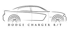 the dodge charger r t logo is shown in black and white, with an outline of