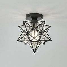 Modern Star Shaped Semi-Flush Mount Ceiling Light - Metal Body & Clear Shade - Black Clear 110V-120V Flush Mount Light, Mount Light, Semi Flush Mount, Flush Mount, Ceiling Light, Ceiling, Lighting, Black