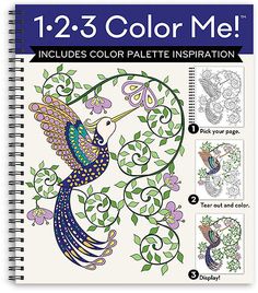 a coloring book with an image of a peacock on the cover and instructions to color it