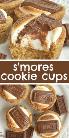 s'mores cookie cups on a white plate