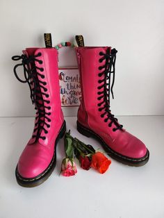 I have a selection of more than 500 pair of RARE, VINTAGE Dr Martens boots. Please visit my SHOP to check out my other DOCs. I will be listing new ones every day.  Condition: 8/10, good condition Let me know in case you have any questions Pink Round Toe Mid-calf Boots For Spring, Pink Leather Mid-calf Boots For Spring, Spring Pink Mid-calf Boots With Round Toe, Pink Leather Mid-calf Boots With Round Toe, Casual Pink Mid-calf Boots For Spring, Pink High-top Lace-up Boots For Winter, Pink Round Toe Lace-up Boots For Winter, Pink High-top Combat Boots For Winter, Pink Round Toe Lace-up Boots For Fall