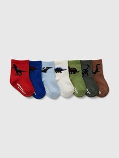 Made with 10% recycled contents. Soft stretch knit. Ribbing at top. Gap logo at front. Reinforced toe and heel. Gripper logo at sole helps provide traction. #882260 Knit Ribbing, Gap Logo, Baby Gap, Crew Socks, Baby Accessories, Gap, Tights, Socks, ? Logo