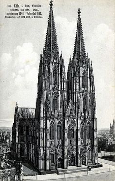 this is an old drawing of the cathedrals in cologne, germany that were built by german brothers