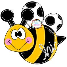 a yellow and black bee with polka dots on it