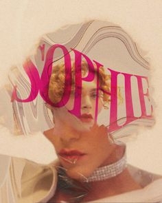 a woman's face with the word soppie on it and her reflection