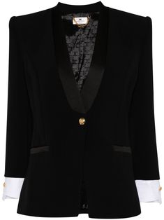 black stretch-design crepe texture detachable cotton cuffs front button fastening satin trim shawl lapels shoulder pads long sleeves dart detailing faux pocket detail Italian rear vents logo-jacquard lining straight hem Boots Dresses, Crepe Blazer, Yoko London, Dolce E Gabbana, Blazer Black, Exclusive Fashion, Black Blazers, Lady Dior, Black Stretch