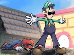 an image of mario and luigi on the ground