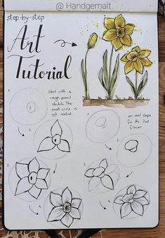 a drawing book with flowers on it