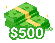 three stacks of money with the words $ 500 up to $ 300 on it and stars