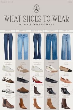 What Shoes to Wear with All Types of Jeans All Types Of Jeans, What Shoes To Wear, Classic Style Outfits, Types Of Jeans, Shoes Outfit Fashion, Sneakers Looks, Denim Shoes, Fall Shoes, Outfit Inspo Fall