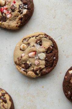 chocolate chip cookies with white and red sprinkles