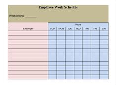 employee work schedule template for employees