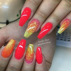 Acrylic Nails Cute, Nail Polish Art Designs, Summer Nails 2023, Sunset Nails, Bright Summer Nails, Nails Cute, Modern Nails, Orange Sunset