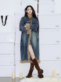 A long coat with a fresh mix of casual denim and fur materials. 

A voluminous item that will brighten up your outfit. 

The long length and loose fit match the trendy style. 

◾️Model
Height: 174cm
Try size: S

◾️Material
cotton 100%



Size (cm)
Length
Chest measurement
Sleeve length


S
112
116
72.5


M
113
120
74


L
114
124
75.5 Oversized Spring Fur Coat With Faux Fur Trim, Winter Denim Long Coat, Oversized Faux Fur Trim Coat For Spring, Casual Long Faux Fur Coat, Oversized Long Fur Coat For Spring, Denim Outerwear With Faux Fur Trim, Fur Coat With Pockets For Cold Weather In Spring, Spring Fur Coat For Cold Weather With Pockets, Casual Long Fur Coat With Pockets