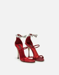 Shoes Classy, Heels Casual, Satin Sandals, Classy Shoes, Dolce Gabbana Shoes, Embellished Sandals, Pretty Shoes