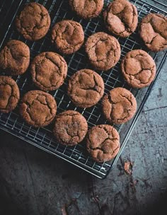 chocolate cookies cooling on a wire rack