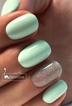 Sea Foam Nails, Mint Green Nails, Mint Nails, Beachy Nails, Nails Art Ideas, Simple Gel Nails, Cute Gel Nails, Nail Jewelry, Short Acrylic Nails Designs