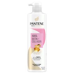 LESS BREAKAGE FOR INFINITE LENGTHS Trying to grow out those long locks? Help your hair reach infinite lengths with Pantene Pro-V Infinite Lengths Biotin + Collagen Sulfate-Free Shampoo. This formula fortifies weak, brittle hair for more resilient strands that are stronger to reach longer lengths, with up to 90% less breakage with this system. Our formula, crafted with Pantene Pro-vitamin B5, Biotin, and Collagen, gently cleanses and strengthens hair without drying or stripping locks. It's even s Biotin And Collagen Shampoo, Pantene Shampoo, Biotin Shampoo, Sulfate Free Shampoo, Long Locks, Brittle Hair, Hair Regrowth, Vitamin B5, Color Treated Hair