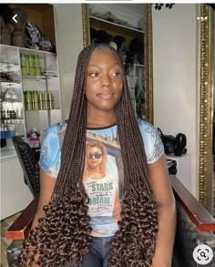 Beautiful Hairstyles With Attachment, Long Brown Braids With Curls, Brown Attachment Braids, Attachment Hair Styles Braids, Black And Brown Braids With Curls, Attachment Hairstyles, Hairstyles With Attachment, Burgundy Braids, Cute Box Braids