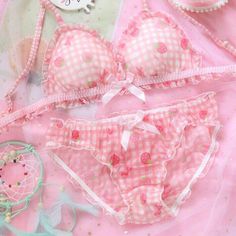 Pink Strawberry Kawaii Lolita Nymphet Lingerie Set Strawberry Clothes, Strawberry Kawaii, Strawberry Aesthetic, Kawaii Clothing, Pink Strawberry, Cute Lingerie, Pink Bows, Pink Lingerie, Cute Strawberry