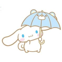 a cartoon bunny holding an umbrella over its head