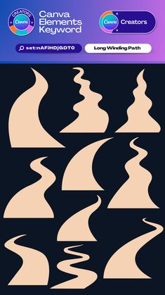 the silhouettes of different shapes and sizes are shown in this graphic style, which includes an