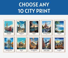 a poster with the words choose any 10 city print