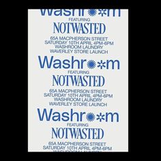 an advertisement for wash - n's in blue and white