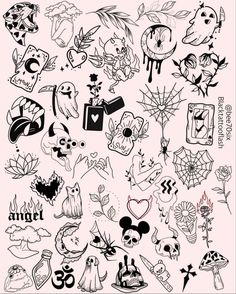 an assortment of tattoos on a white background