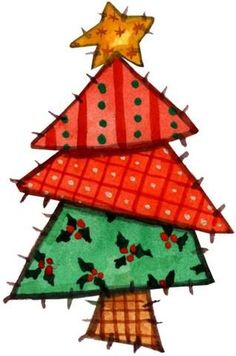 a drawing of a christmas tree with stars on top