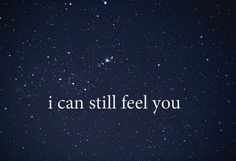 the words i can't feel you are in front of a night sky with stars