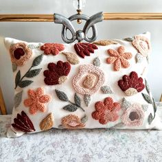 Decorative Flower Pillow Cover, Abstract Floral Punch Needle Pillow, 14x 20 Cushion Case, Home Decor for Mom, Unique Gift - Etsy Punch Needle Cushion, Flower Pillows, Punch Needle Pillow, Cream Pillow Covers, Needle Cushion, For Mom, Punch Needle Patterns, Embroidered Throw Pillows, Pillowcase Pattern