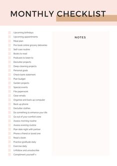 How To Plan Month, Monthly Maintenance Checklist Beauty, Self Care Checklist Monthly, Monthly Organization Checklist, Planner Routine Checklist, Organise My Life, Organizing Life Planner, How To Organize A Planner, Monthly Routine Planner