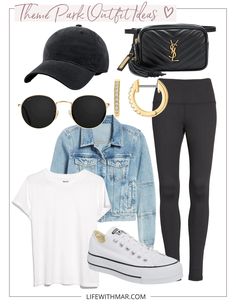 Outfits To Wear To The Zoo Casual, Ootd For Amusement Park, Cute Theme Park Outfits Winter, Day In The Park Outfit, Casual Outfits For Amusement Park, Womens Theme Park Outfits, Womens Amusement Park Outfit, Theme Park Outfits Leggings, Classy Amusement Park Outfit