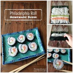 the process of making homemade sushi rolls