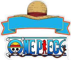 one piece sticker with a hat on top and the word one piece below it