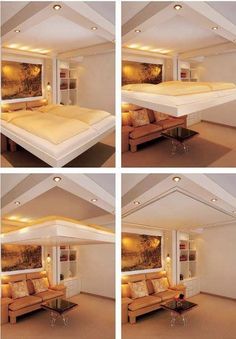 Electric Murphy Bed Apartemen Studio, Design Ložnic, Beds For Small Rooms, Space Saving Beds, Murphy Bed Plans, Decor Studio, Design Del Prodotto, Murphy Bed, Cool Rooms