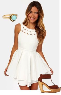 5 Fab Outfits to Wear Under Your Graduation Gown Graduation Gown, Ivory Dress, Ivory Dresses, Grad Dresses, Graduation Outfit, Little White Dresses, College Graduation