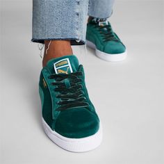 Basket Classic Velvet Women's Sneakers | PUMA Puma Fenty Shoes, Stylish Sneakers Women, Puma Women Shoes, Puma Shoes Women, Womens Wide Shoes, Pride Shoes, Velvet Sneakers, Boho Shoes, Puma White