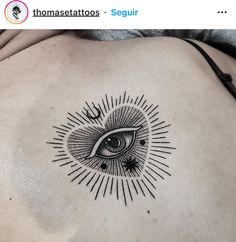 a woman's stomach with an all seeing eye tattoo on it