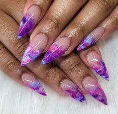 Purple Stiletto Nails, Chef Kiss, Stilleto Nails Designs, Marble Nail Designs, Stiletto Nails Designs, Her Nails, Dope Nail Designs