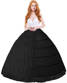 PRICES MAY VARY. ✿【Excellent Material】 Petticoats for women is made of 100% soft polyester with lining, voile, wire, etc. The petticoat underskirt is designed with 4 hoops /6 hoops to shape your dress perfect and makes it look more puffy and elegant when you dress on. The steel hoops are strong enough to hold the dress with super load capacity, and the hoop skirt doesn’t move around. Most A-line and ball gown wedding dresses need a petticoat underneath to keep its shape! ✿【Adjustable Size】The fu Hoop Skirt Dress, Ball Gown Petticoat, Bridal Dresses Ball Gown, Ball Gown Black, Hoop Petticoat, Wedding Ball Gown, Wedding Dress Ball Gown, Crinoline Skirt, Wedding Dress Black