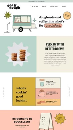 the different types of food are shown in this graphic design scheme, including donuts and ice creams