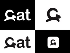 four different logos with the words cat and q on them, all in black and white