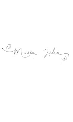 a black and white photo with the name mia julia written in cursive writing