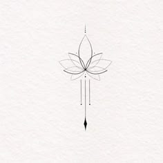 a black and white drawing of a lotus flower with arrows on it's side