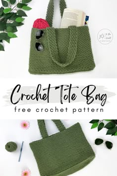 the crochet tote bag is made with two different types of yarn